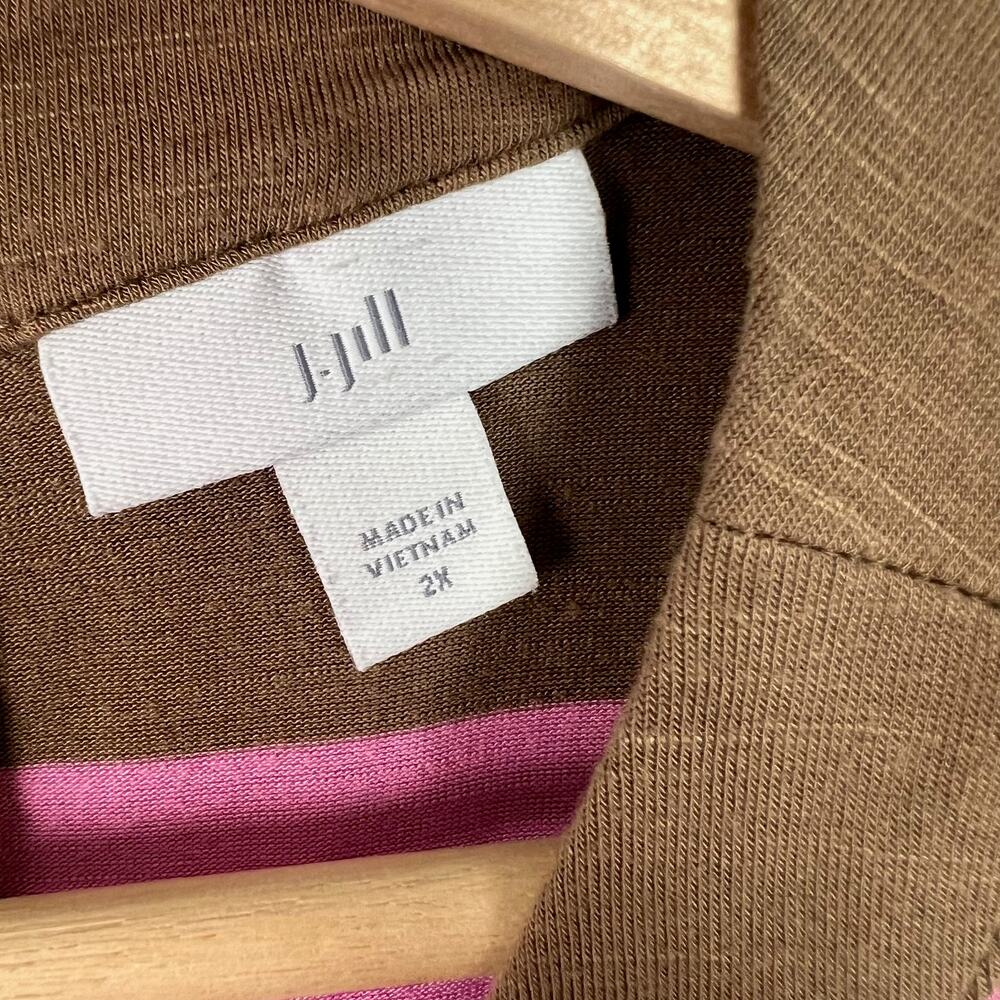J. Jill Striped A-Line Halter Tank Top Size 2X Pink and Brown - Picture 5 of 6